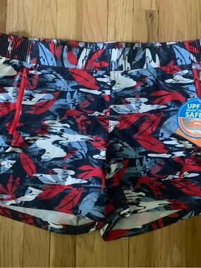 Columbia Red, Navy & White Patterned Women's Swim Shorts